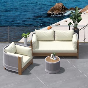 Meubles d'hôtel en aluminium, mobilier d'extérieur moderne en métal, canapé d'extérieur en bois pour jardin - Product Image 1