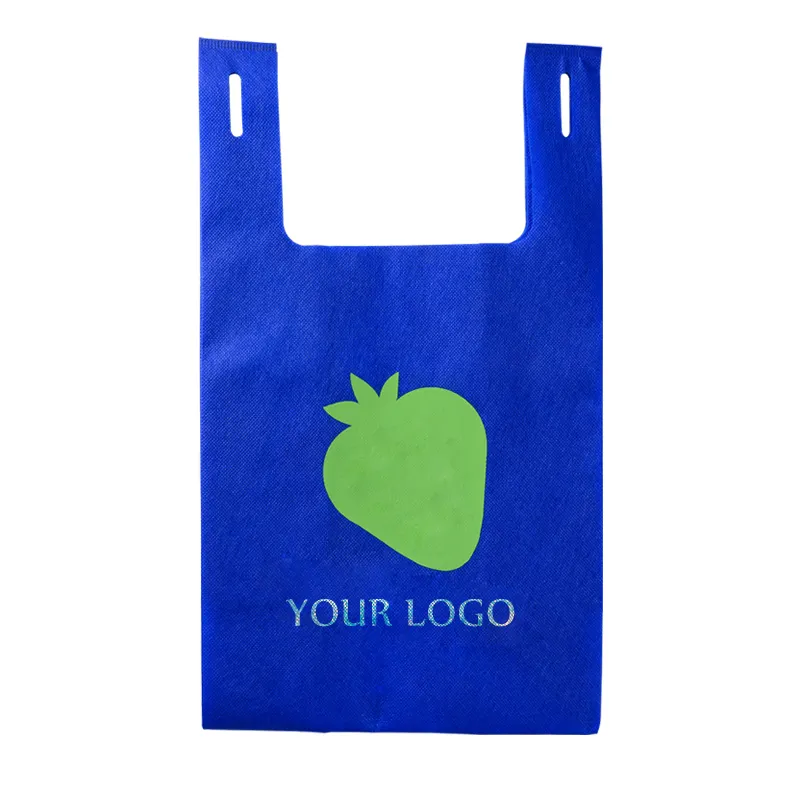2023 Hot sale reusable u cut non woven t shirt shopping tote bags for supermarket
