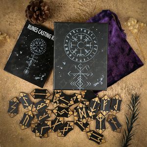 Juego de piedras rúnicas vikingas de madera de 25 piezas con <span class=keywords><strong>libro</strong></span> guía, bolsa de terciopelo, runas Nórdicas - Product Image 5
