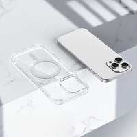 Étui de charge sans fil magnétique à paillettes de luxe pour iPhone 16 15 14 13 12 11 Plus Pro Max couverture antichoc transparente