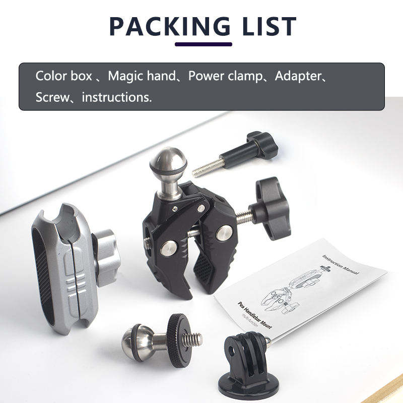 Wholesale HONGDAK Motorcycle Crab Clamp Handlebar Fixed Mount Holder for GoPro and Other Action Cameras Fixed Mount Holder