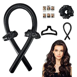 Wholesale Silk No Heat Curling Rod Headband Satin Curls Kit Colorful Ribbon Foam Curling Iron Hair Roller