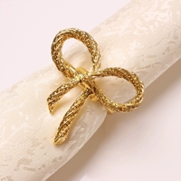 Anneaux de serviette en or électroplaqué en forme de nœud papillon pour la décoration de table de dîner, fournitures pour réceptions de mariage et fêtes prénuptiales
