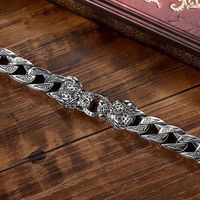 Nouveau bracelet à double tête de léopard tissé en queue de cheval léopard de style hip-hop, bracelet vintage fait main, accessoire tendance