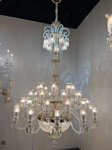 푸푸 로코코 럭셔리 골드 앤티크 브래스 크리스탈 LED 샹들리에 유럽 스타일 대형 호텔용 스위치 컨트롤 - Product Image 4