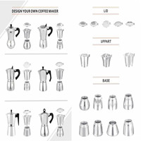 Boîte de couleur italien italien 600 ml unique ouvert cuivre personnalisé expresso en aluminium cafetière moka pot ensemble