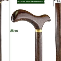 Bâton de marche léger et antidérapant YX avec poignée en bois d'aile de poulet, pointe en caoutchouc, 4 sections, pour personnes âgées, motif tête de dragon