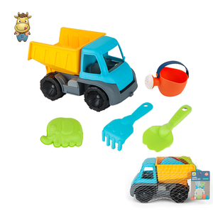 Ensemble de 5 camions de plage pour enfants avec benne basculante, arrosoir, râteau, pelle et moules - Product Image 4