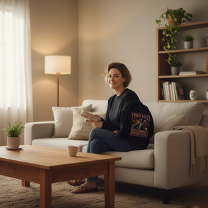 Camiseta de manga larga con gráfico de meme de esqueleto: Necesito abrazos, aliento, cariño y devoción. - Product Image 1