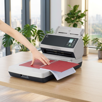 Scanner combiné à plat A4 FI-8270 avec ADF, 70 ppm, 140 ipm, double CIS couleur CCD, 600 dpi, USB 3.2, Gigabit Ethernet, rapide et fiable