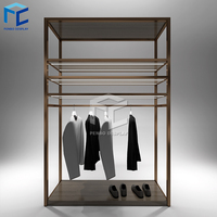 Étagère de présentation de vêtements en métal pour magasin de vêtements, décoration de boutique, présentoir de vêtements brillant doré