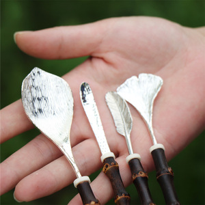 Tea Scoops Bamboo Handle Traditional Chinese Style Flat Tea Powder Spoon Teaware Accessories For Home Office Use - Product Image 1