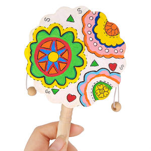 <span class=keywords><strong>Hochet</strong></span> en bois gonflable blanc vierge pour enfants de maternelle, matériel d'art créatif fait main, peinture, graffiti, couleur - Product Image 2