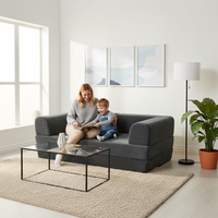 Canapé-lit modulaire chinois en tissu avec pieds en acier inoxydable, forme carrée, multifonctionnel, doux et écologique