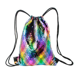 Großhandel Meerjungfrau reversible Pailletten Kordel zug Rucksack Weihnachts geschenk Party Tasche für Kinder Mädchen Geburtstag - Product Image 3