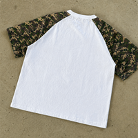 T-shirt en coton pour homme, personnalisé, coupe oversize, prélavé, imprimé DTG, motif camouflage, avec patchs multi-paillettes, idéal pour l'été – Fournisseur