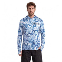 Maillot de pêche Shenzhen pour homme avec trous d'aération, camouflage bleu glacier, avec capuche, anti-UV, pour la pêche en kayak et la chasse