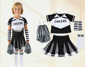 Costume da Cheerleader Nero per Bambine Luolan, Ispirato a Film e Serie TV, con Gonna e Top, Taglia Unica - Product Image 2