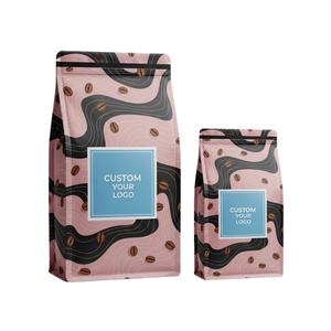 Sachets personnalisés à fond plat pour grains de café, en Mylar et feuille d'aluminium, avec valve et fermeture Ziplock, pour torréfacteurs, MOQ 500 pièces, conformes FDA - Product Image 1