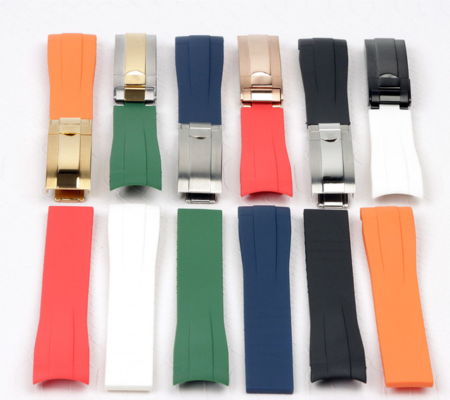 Rlexx Silicone Straps  Sub Mariner Green Black Aqua GMT Rubber Watch Bands Watch Band Silicone Rubber Strap for Rlx