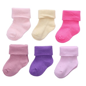 Lot de 6 paires de chaussettes pour bébé à revers, couleurs amusantes, 0-12 mois, en coton, confortables, pour garçons et filles, ensemble de chaussettes courtes - Product Image 2