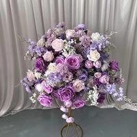 Arrangement de fleurs artificielles violettes pour centre de table de mariage, fleurs au toucher réaliste, décoration d'événements, fleurs de mariage