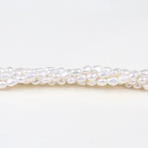 Perles d'eau douce, perles blanches, baroques de 5-6mm, vente en gros