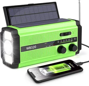 XSY-320应急便携式收音机手摇太阳能手机USB充电器调频调幅NOAA天气收音机5000毫安