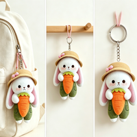 Mini porte-clés en peluche personnalisé en forme de lapin, style pastoral, pendentif animal de Pâques, déguisement intégré, cadeau sur le thème de Pâques