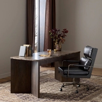 Bureau en marbre avec 2 tiroirs et pieds en dalle, bureau d'écriture en pierre pour bureau à domicile, bureau moderne avec structure en chêne pour maison et hôtel