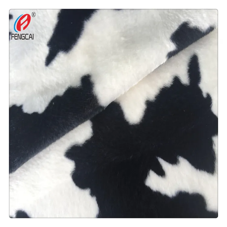 100% recycled polyester cow print velour fabric/velboa