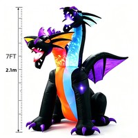 Dragon gonflable d'extérieur à deux têtes de 21 mètres pour Halloween, modèle en polyester avec éclairage LED, décoration de pelouse, modèle 22293 CN