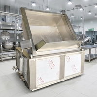 Marmite de cuisson industrielle à contrôle intelligent PLC, à structure alvéolée et déchargement automatique des paniers, pour la fabrication d'aliments halal