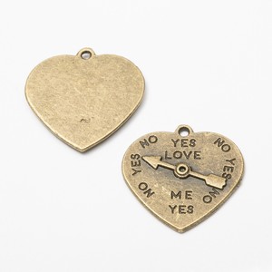 Pendentif Cœur Flèche Tournante en Alliage de Zinc Argent Vieilli « Love Me Yes No » pour la Création de Cartes de Saint-Valentin - Product Image 2