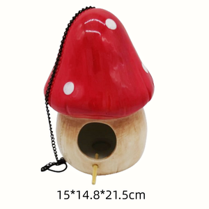 Giardino cortile a forma di fungo appesa in ceramica <span class=keywords><strong>bird</strong></span> house <span class=keywords><strong>Bird</strong></span> <span class=keywords><strong>bird</strong></span> <span class=keywords><strong>nest</strong></span> Villa all'aperto balcone giardino paesaggio albero decorazione ciondolo - Product Image 4