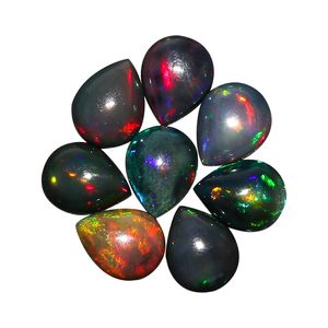 Ópalo Negro Natural en Forma de Pera de 10x8 mm, Piedra Preciosa Etíope en Hilo para Fabricación de Joyas, Suministro DIY, Piedras Sueltas Multicolor - Product Image 1