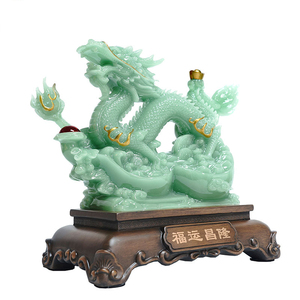 Cinese tradizionale Fengshui Blue Jade Resin Crafts <span class=keywords><strong>Dragon</strong></span> table Ornament Decoration Feng Shui <span class=keywords><strong>Ball</strong></span> artigianato drago cinese - Product Image 1