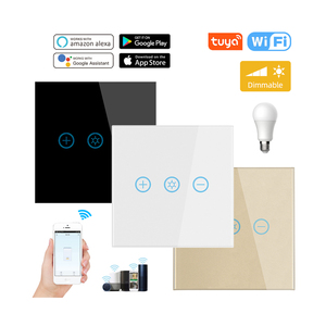 240V para Tuya Voz Controle Remoto Sem Fio Interruptor De Luz Dimmer Inteligente UE REINO UNIDO Padrão Material De Vidro WiFi Rede Interruptor De Parede - Product Image 1