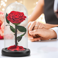Cadeaux pour la fête des mères Fleurs de roses éternelles naturelles faites à la main Roses préservées éternelles dans un dôme en verre pour maman, femme et petite amie