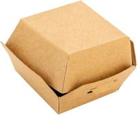 Caja para Mini Hamburguesas con Tapa Abatible, Contenedor Desechable de Papel Kraft para Llevar, para Hamburguesas Pequeñas o Postres, Caja Marrón
