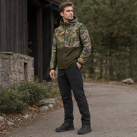 Veste à capuche camouflage pour homme, fermeture éclair intégrale, blocs de couleur, manteau camouflage d'extérieur, vêtements de chasse décontractés pour le camping, la randonnée et la pêche