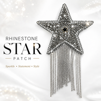 Patch étoile en strass à franges, applique thermocollante à pampilles en cristal argenté pour vestes et sacs - Décoration de mode DIY, échantillon disponible en 7 jours