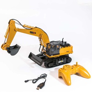 Huina 2.4G Télécommande RC en Alliage Excavatrice Bulldozer 1/16ème 12 Canaux + Chargeuse-<span class=keywords><strong>pelleteuse</strong></span> 2-en-1 Camion de Construction Portée 25m Fonction Suivez-moi - Product Image 4