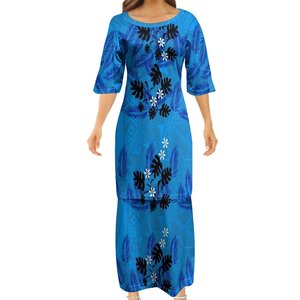 Mới Tùy Chỉnh Lavalava Polynesian Tribal In Saman Puletasi Set Phụ Nữ Cộng Với Kích Thước Quần Áo Womens Tops Và Maxi Váy 2Pcs 9xl - Product Image 2
