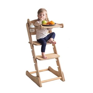 Wooden <b>Toddler</b> High Chair Solid Wood Natural Color 2-4 Years Kitchen Assistant Stool <b>Booster</b> <b>Seat</b> - Product Image 5