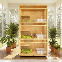 Villa pour chat en bois massif écologique, moderne, pliable, avec cage en verre, style nid, pour plusieurs chats, toutes saisons
