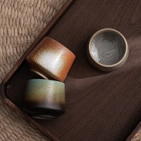 Tasse en argile créative personnalisée Tasse en grès de restaurant rétro japonais Tasse à café Cappuccino en céramique poterie grossière vintage colorée