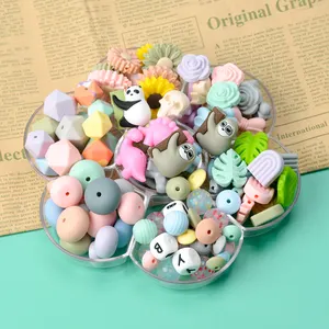 12mm 15mm 19mm a granel redondo hexágono impreso Ábaco dentición nuevo Color ópalo grado alimenticio llaveros <span class=keywords><strong>de</strong></span> silicona chupete cuentas al por mayor - Product Image 1