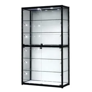 精品零售店家具玻璃展示柜，带led灯廉价展示柜，带锁
