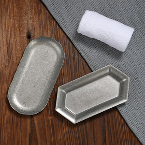 Vintage Stainless Steel <b>Towel</b> Tray Distressed Finish Hotel Restaurant Serving Tray Multifunctional Snack Dessert Barbecue Tray - Product Image 1